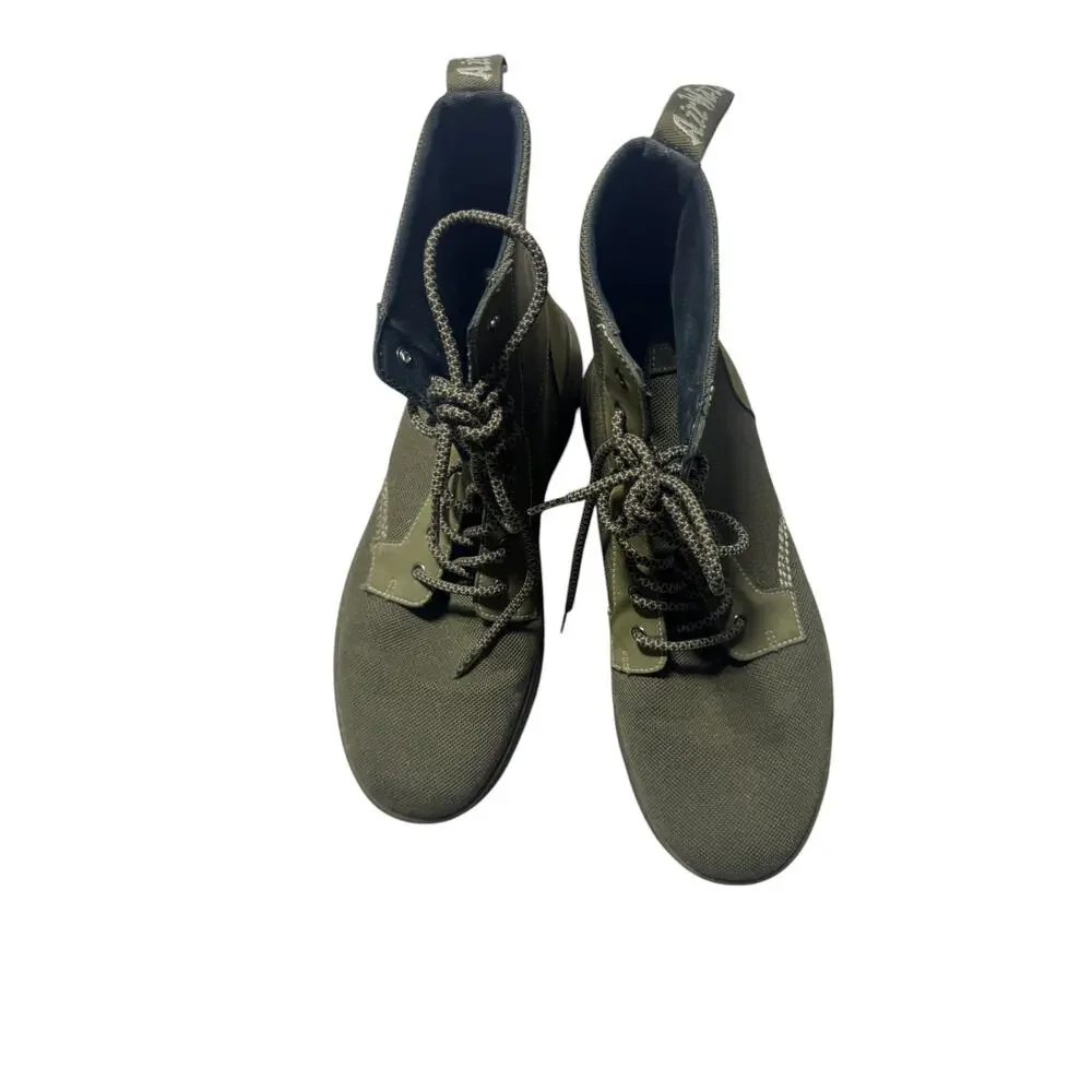 Dr. Martens Combs Tech Canvas Boots Mens 11M Olive Green Lace Up Mid Top Utility